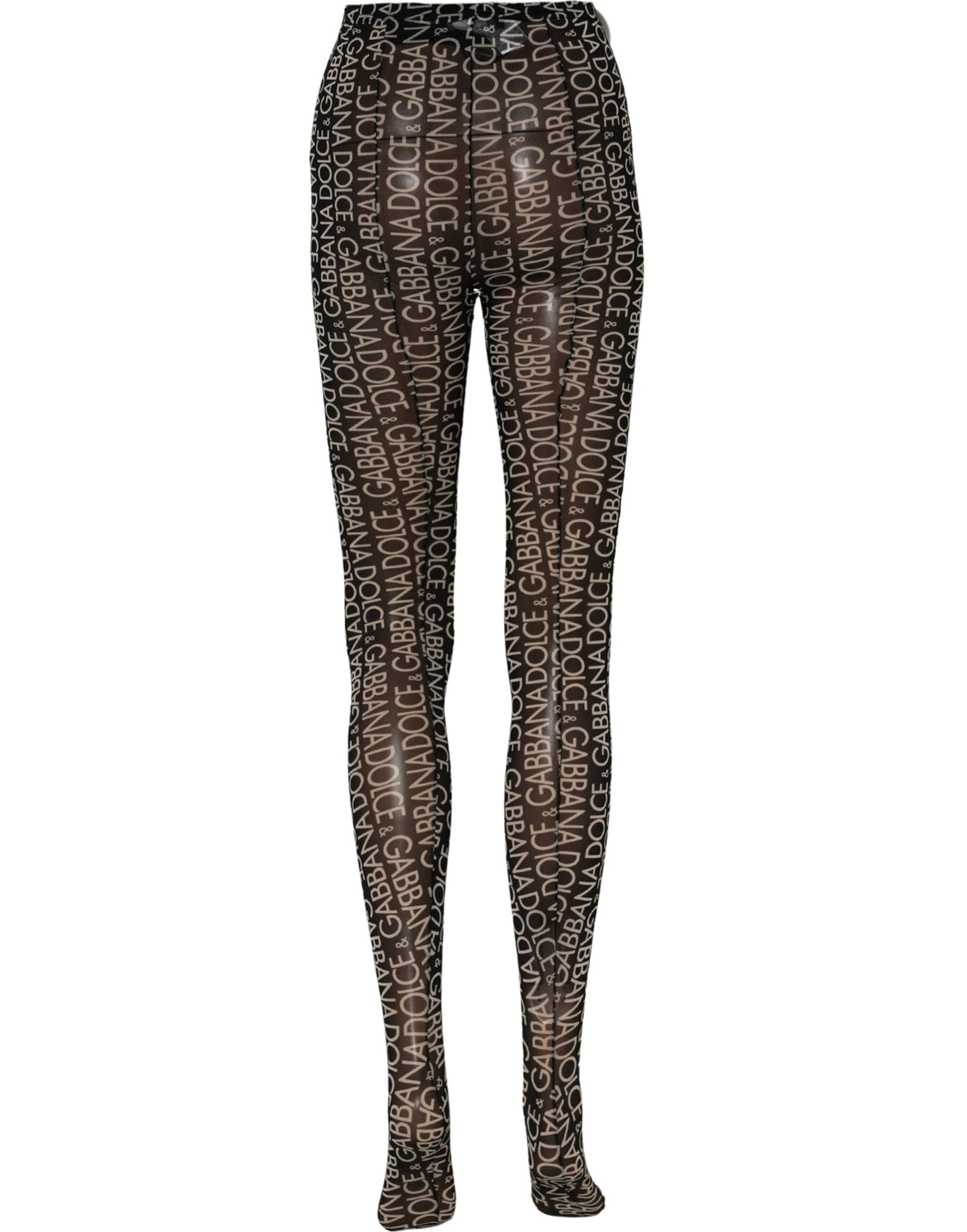 Dolce & Gabbana Black White All Over Print Sheer Stretch Tights Socks Dolce & Gabbana