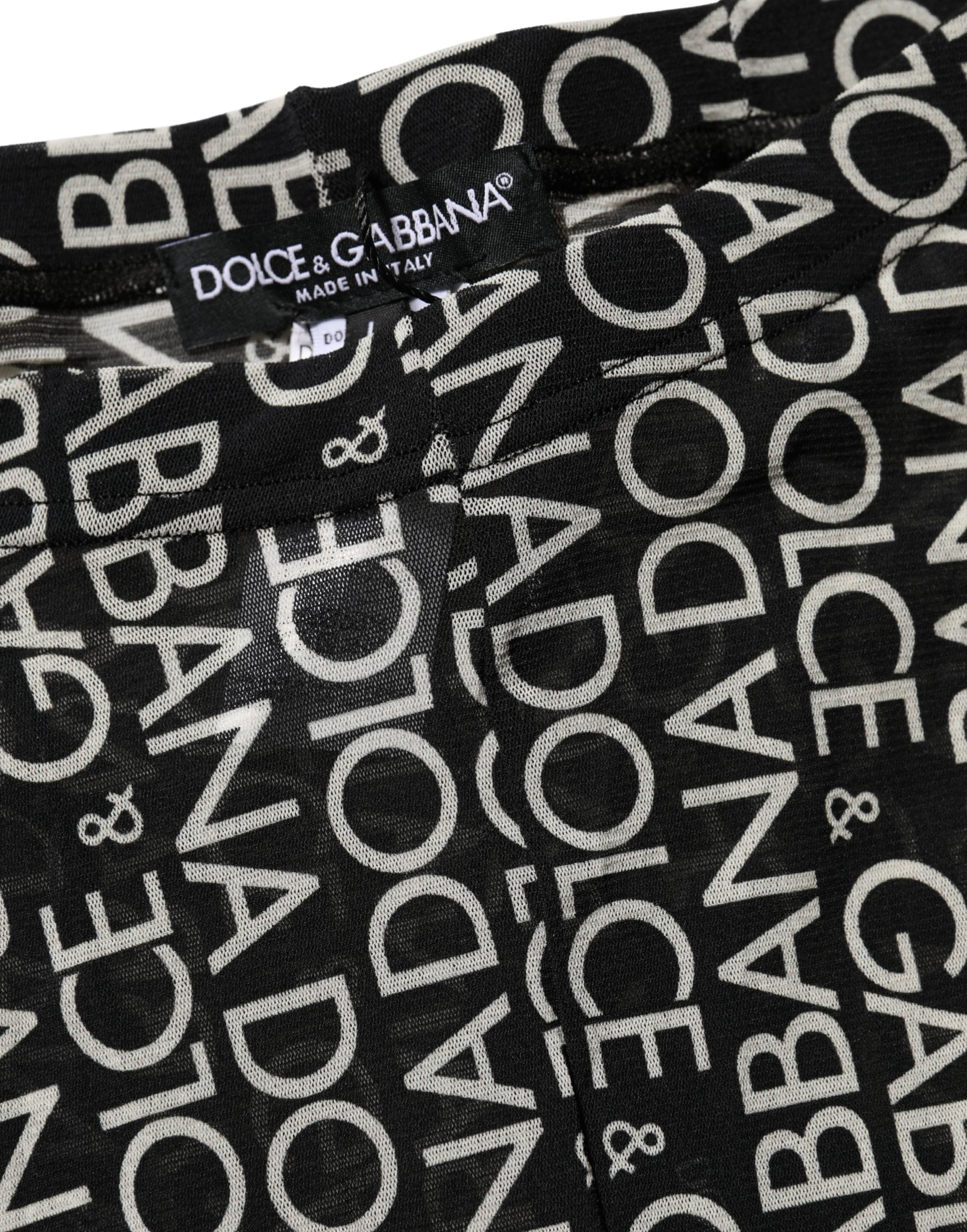 Dolce & Gabbana Black White All Over Print Sheer Stretch Tights Socks Dolce & Gabbana