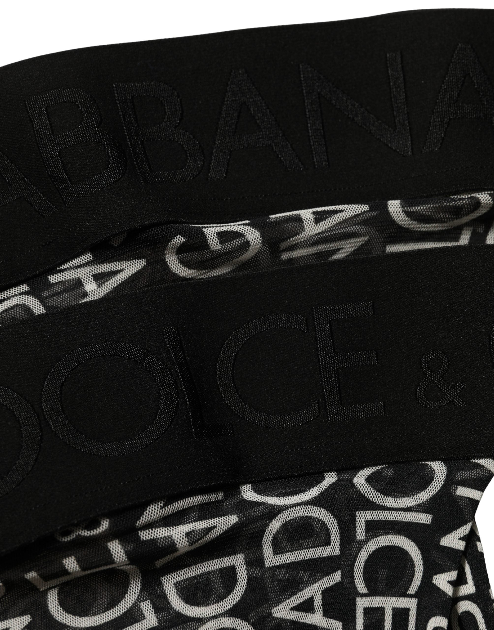 Dolce & Gabbana Black Sheer Logo Monogram High Stockings Socks Dolce & Gabbana
