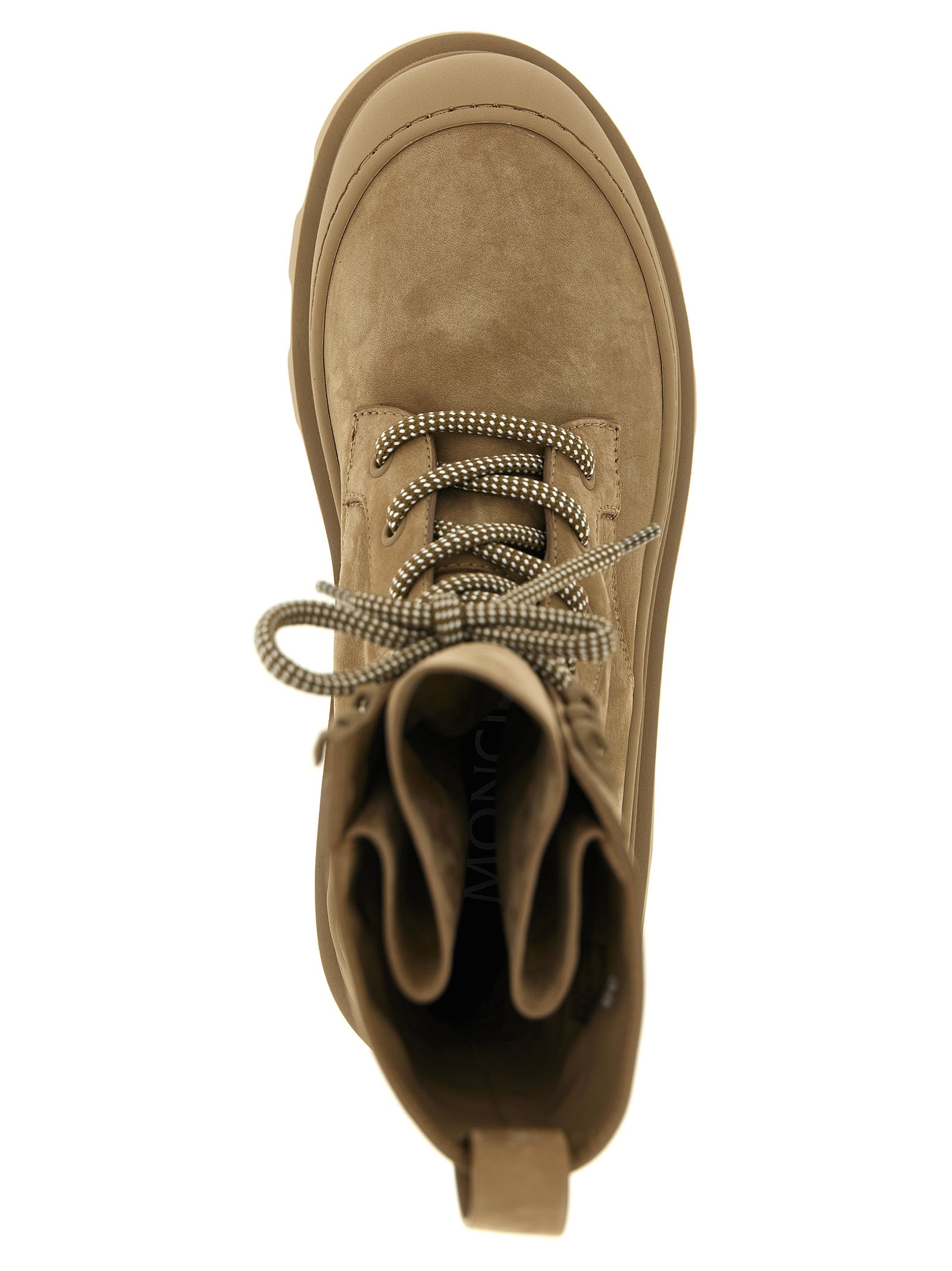 Moncler Beige Leather Lace-Up Boots Moncler