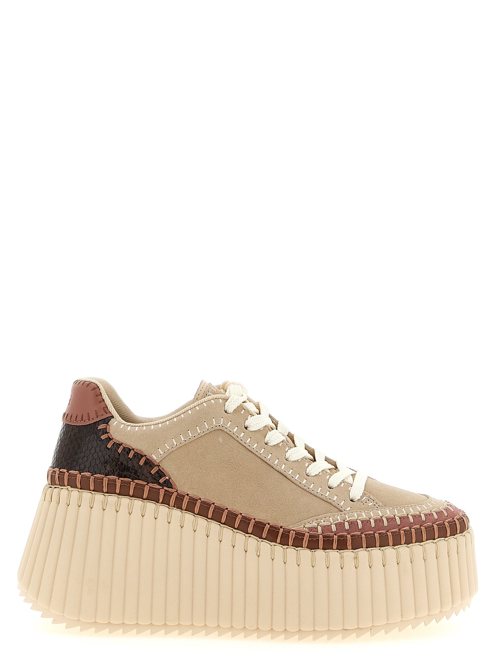 Chloé Beige Polyester Wedge Sandals Chloé