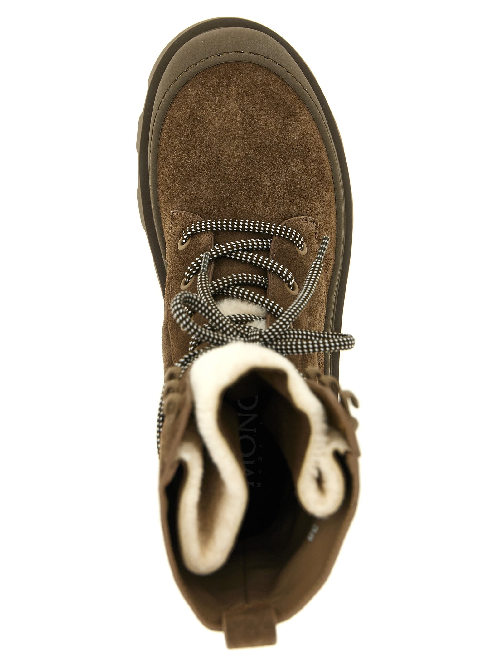 Moncler Brown Leather Lace-Up Boots Moncler