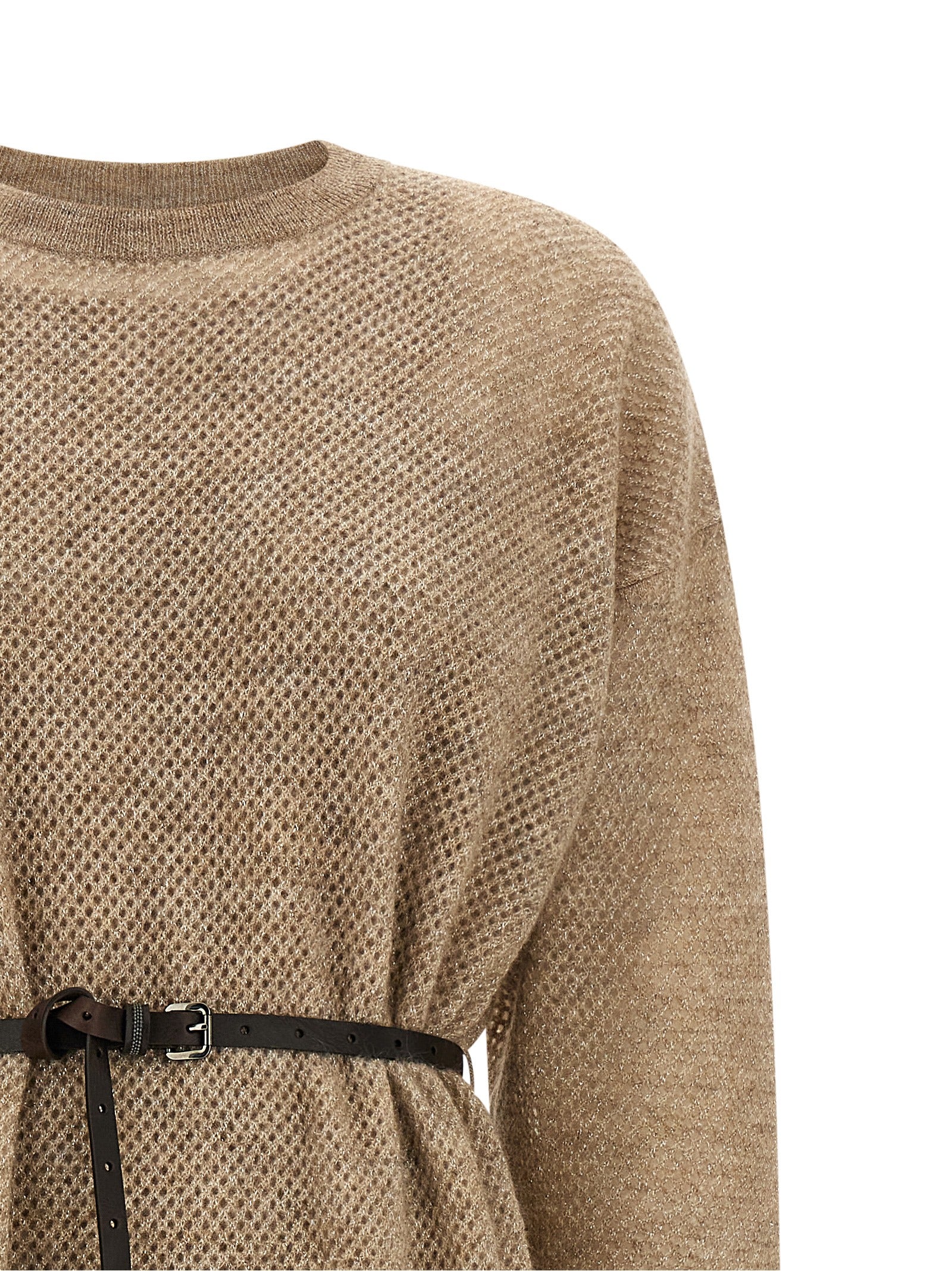 Brunello Cucinelli Beige Wool Midi Dress Brunello Cucinelli