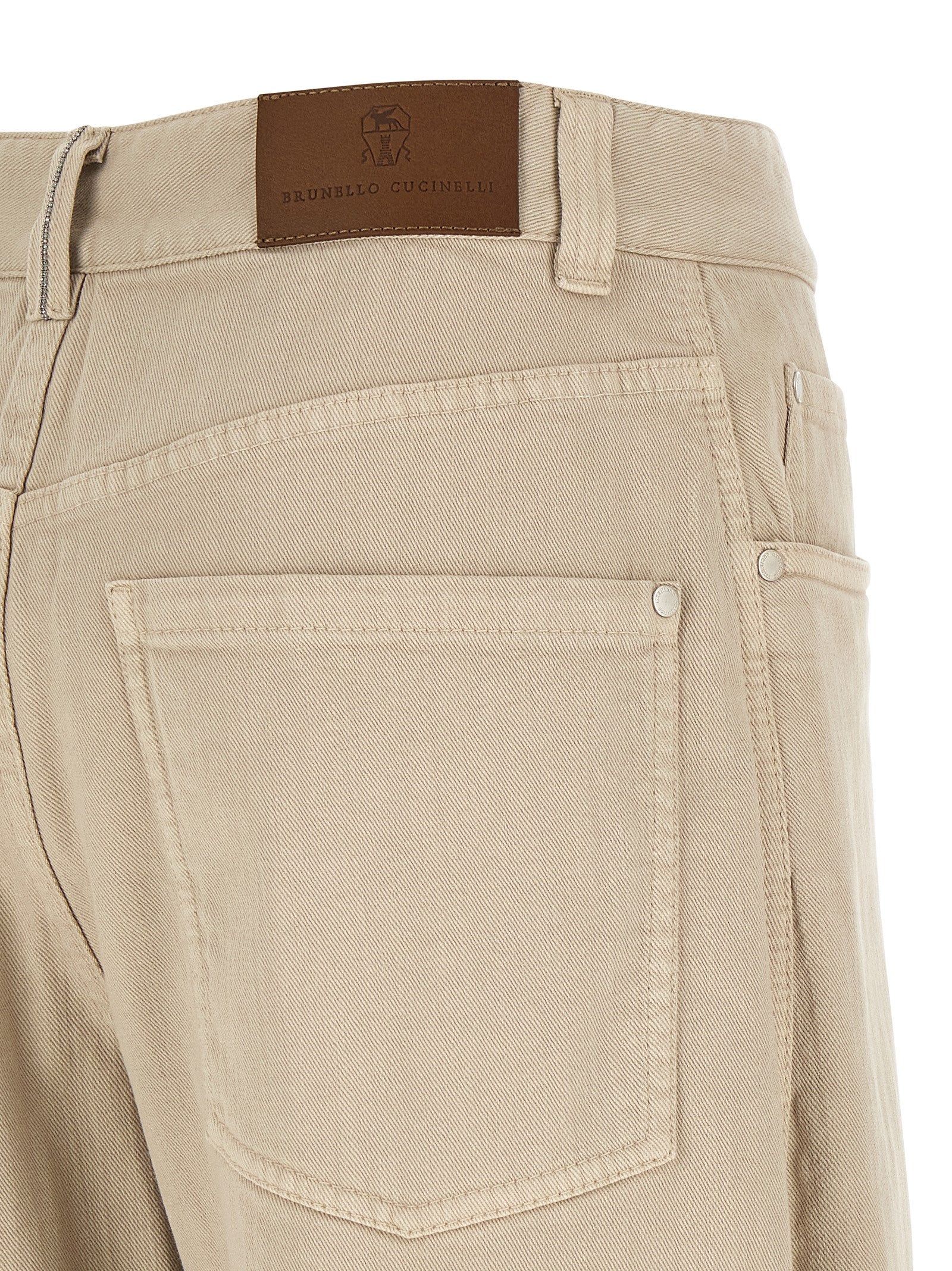 Brunello Cucinelli Beige Cotton Relaxed Fit Jeans Brunello Cucinelli