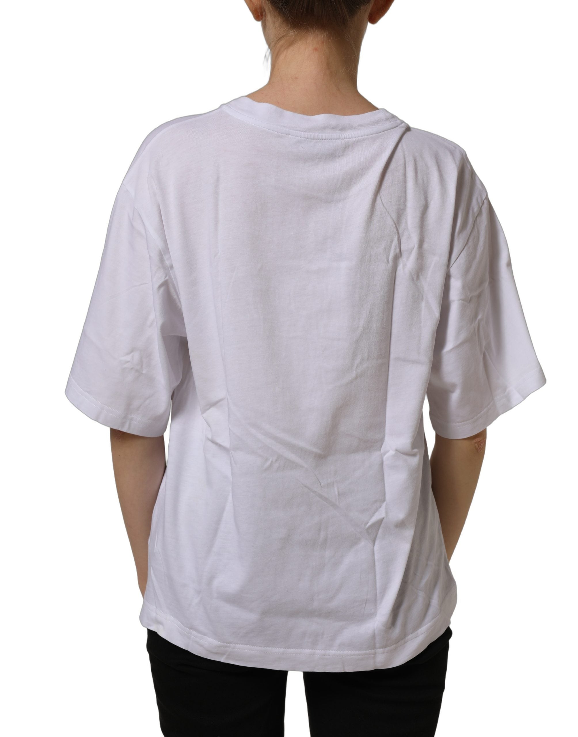 Dolce & Gabbana White Logo Patch Cotton Crew Neck T-shirt Dolce & Gabbana