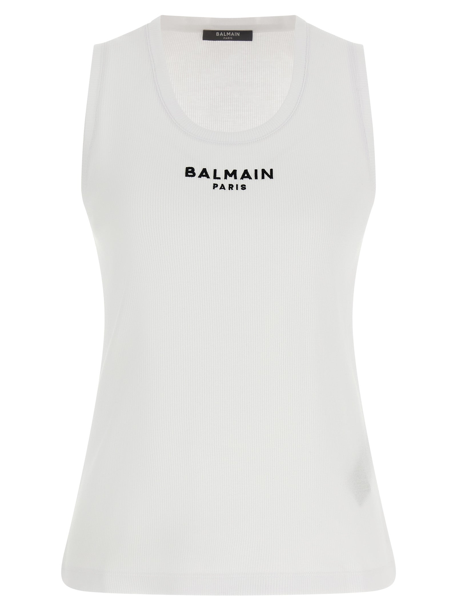 Balmain White Cotton Sleeveles T-Shirt Balmain
