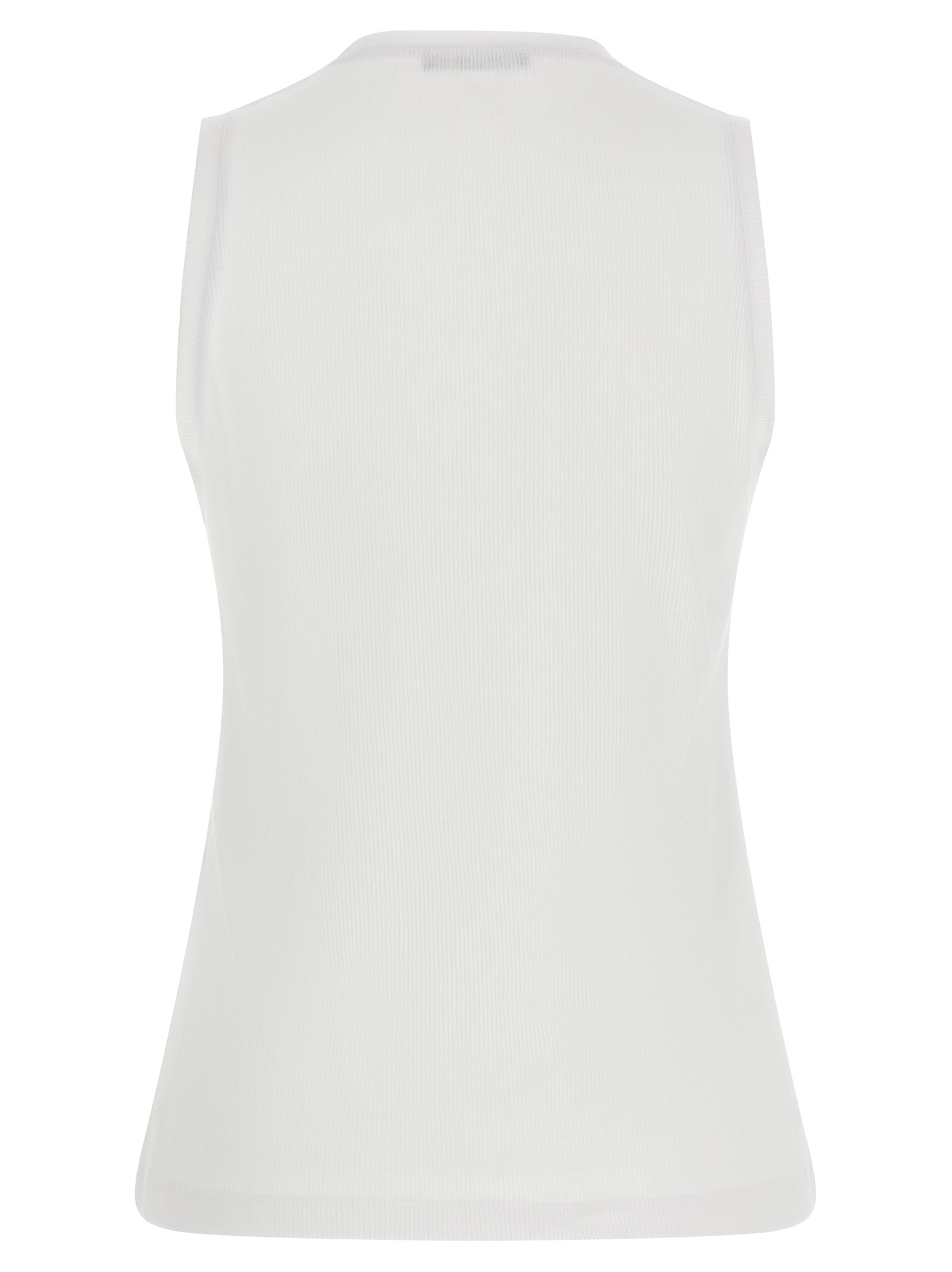 Balmain White Cotton Sleeveles T-Shirt Balmain