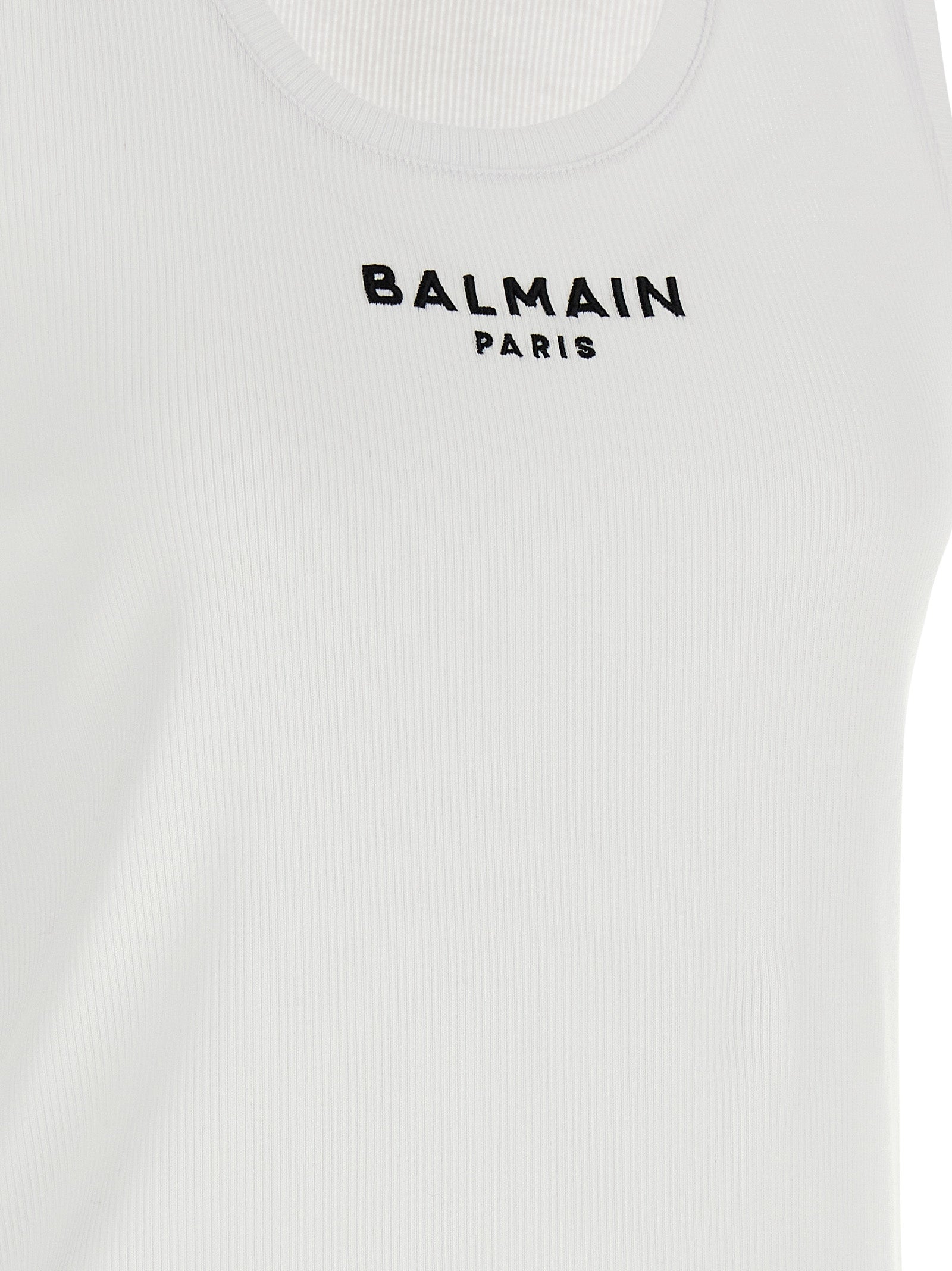 Balmain White Cotton Sleeveles T-Shirt Balmain