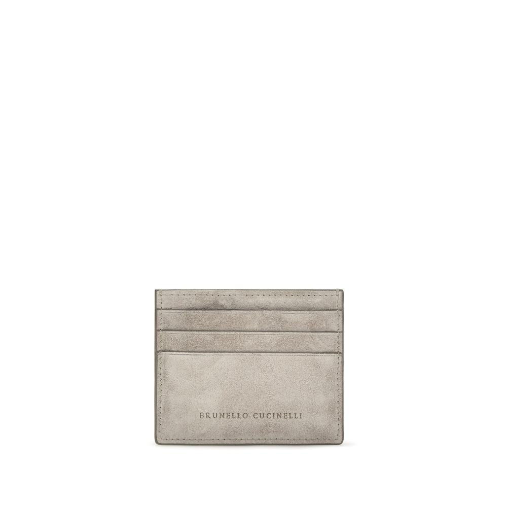 Brunello Cucinelli Gray Calf Leather Bos Taurus Wallet Brunello Cucinelli