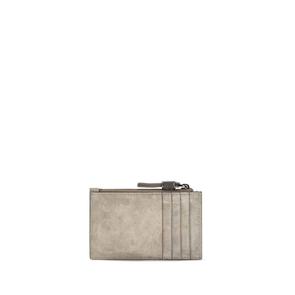 Brunello Cucinelli Gray Calf Leather Bos Taurus Wallet Brunello Cucinelli