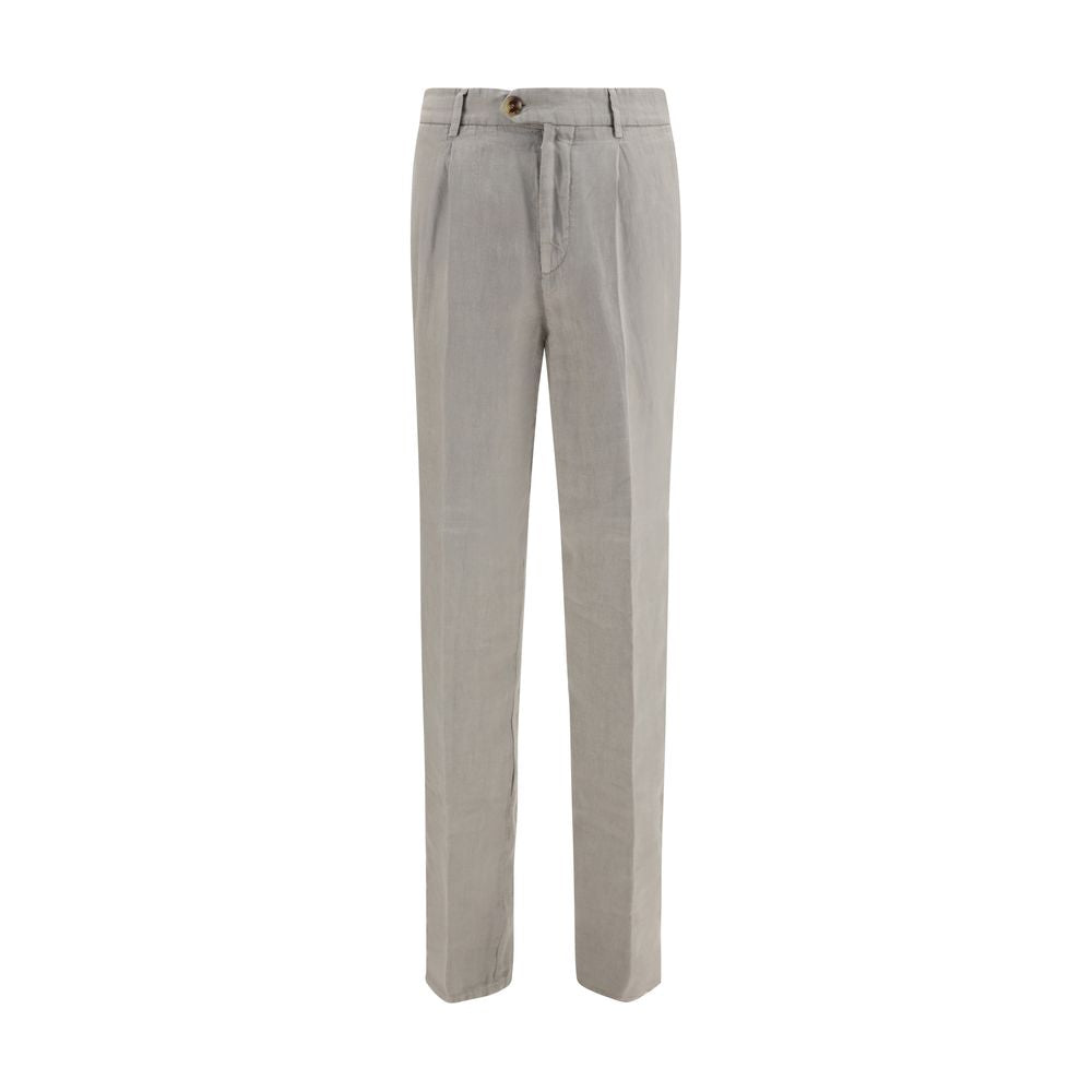 Brunello Cucinelli Gray Linen Casual Pants Brunello Cucinelli
