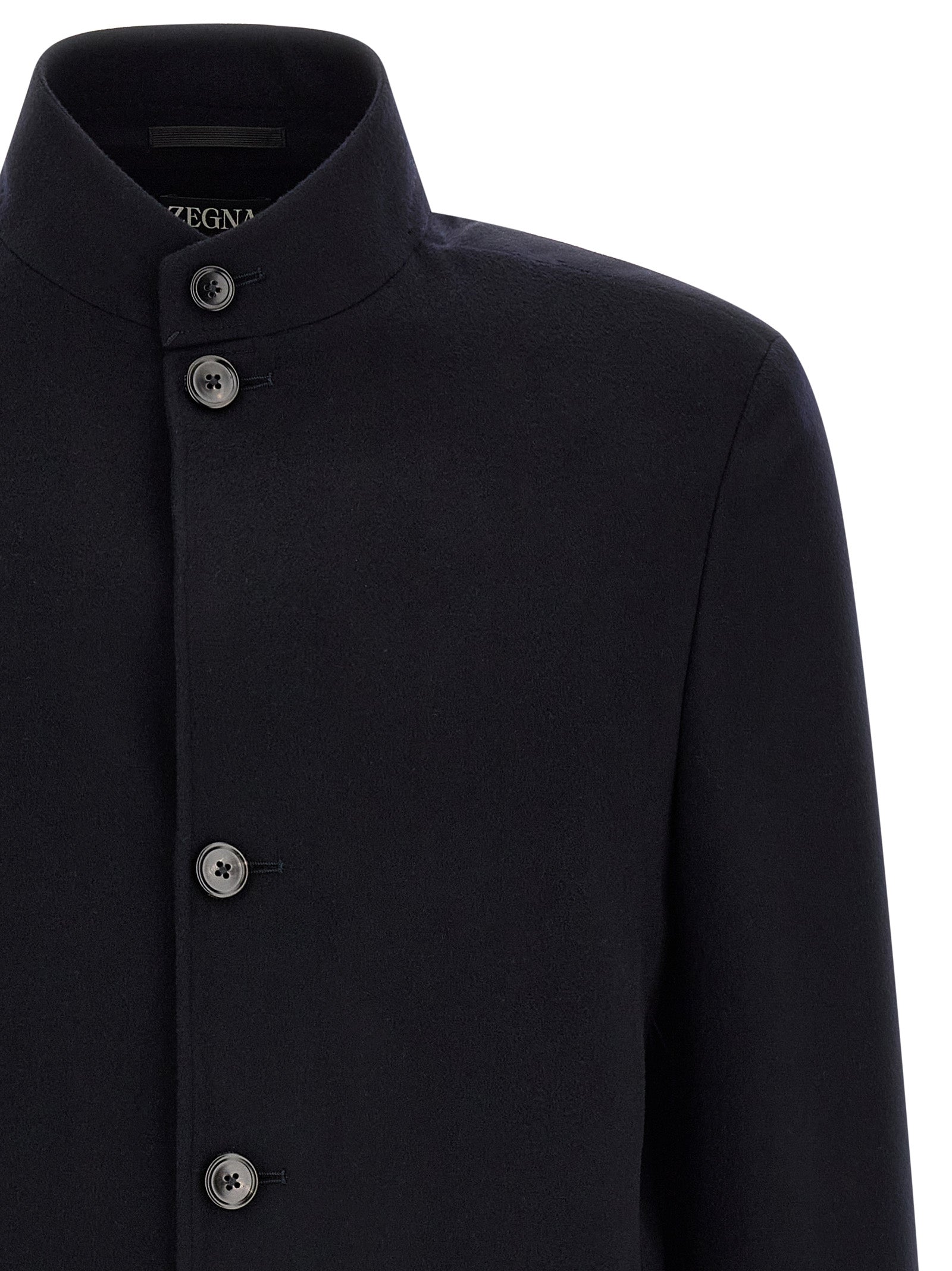 ZEGNA Blue Cashmere Full-Length Jacket ZEGNA