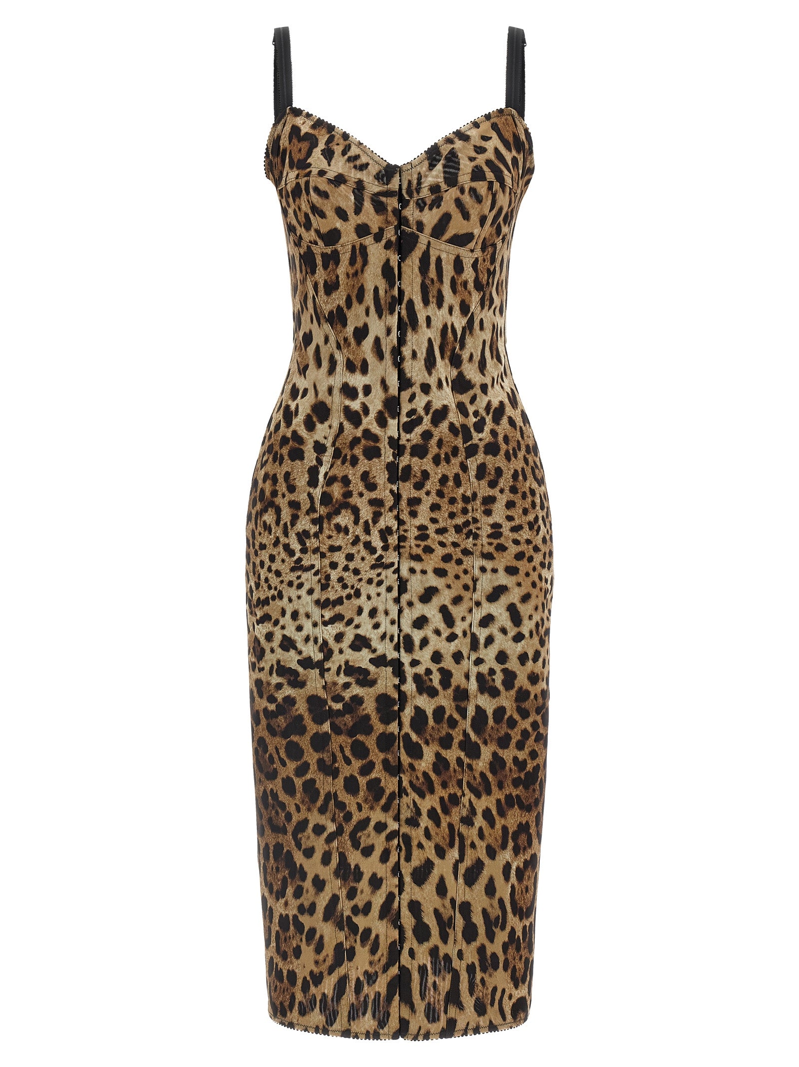 Dolce & Gabbana Brown Polyamide Midi Dress Dolce & Gabbana