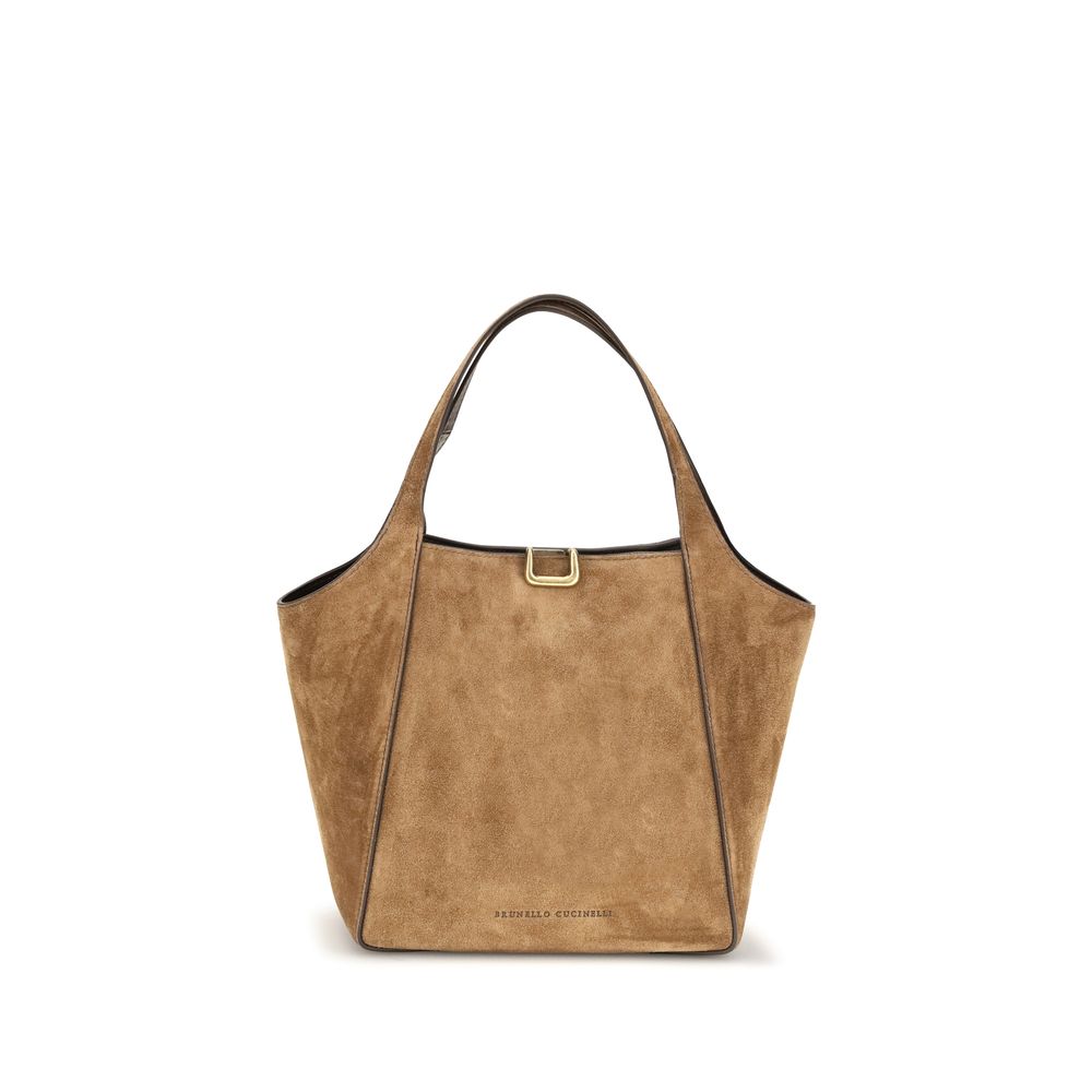 Brunello Cucinelli Beige Calf Leather Bos Taurus Shoulder Bag Brunello Cucinelli