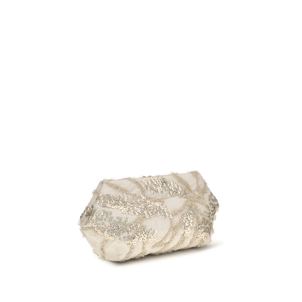 Brunello Cucinelli Beige Silk Shoulder Bag Brunello Cucinelli