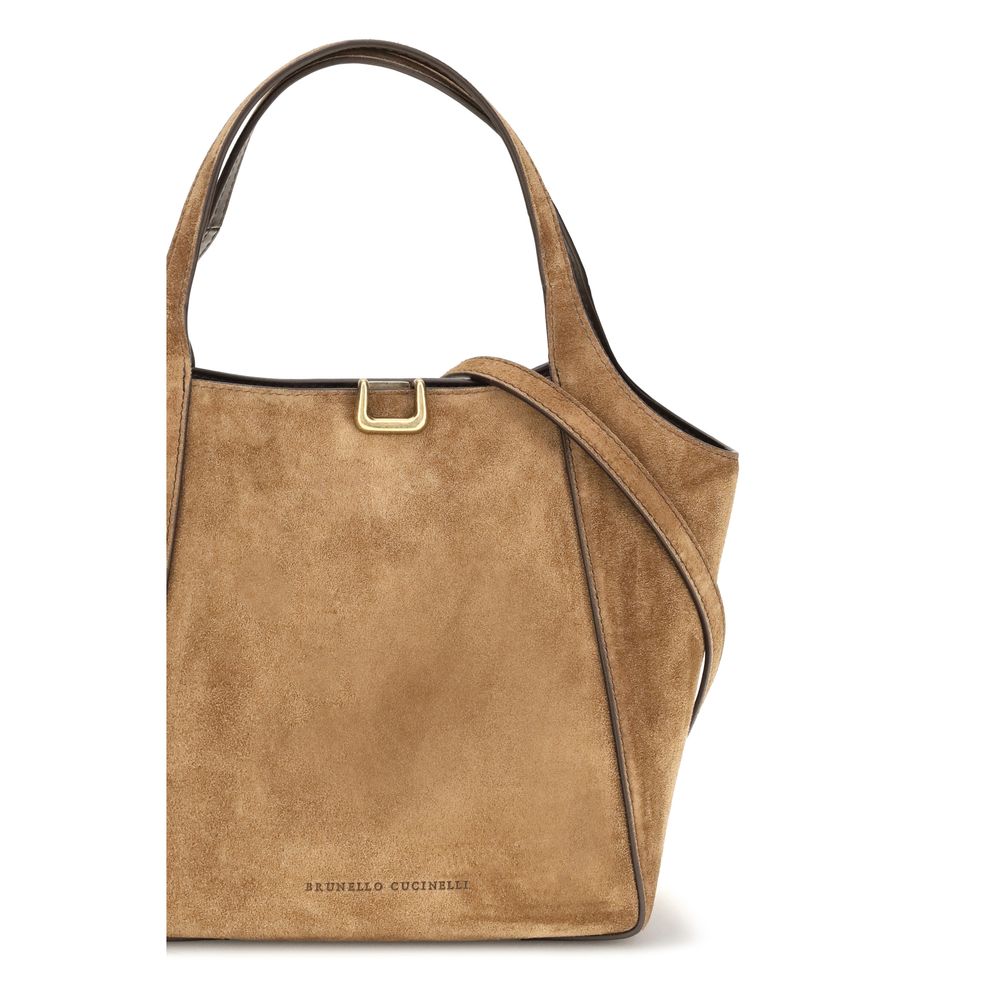 Brunello Cucinelli Beige Calf Leather Bos Taurus Shoulder Bag Brunello Cucinelli