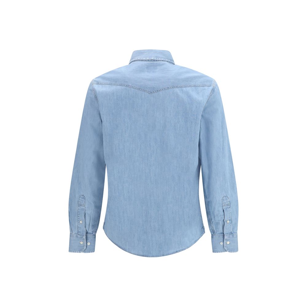 Brunello Cucinelli Blue Denim Shirt Brunello Cucinelli