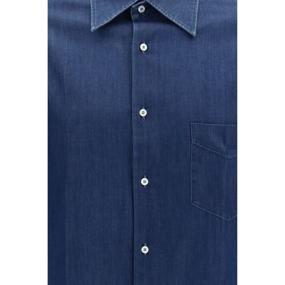 Brunello Cucinelli Blue Denim Shirt Brunello Cucinelli