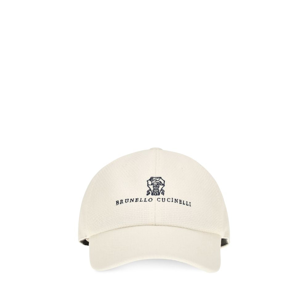 Brunello Cucinelli White Silk Cap (Baseball Hat) Brunello Cucinelli
