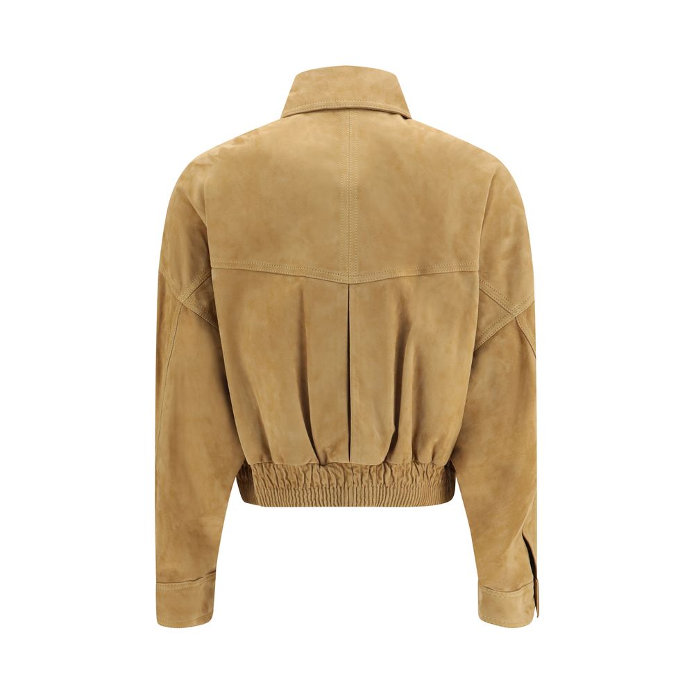 Versace Beige Lamb Leather Bomber Versace