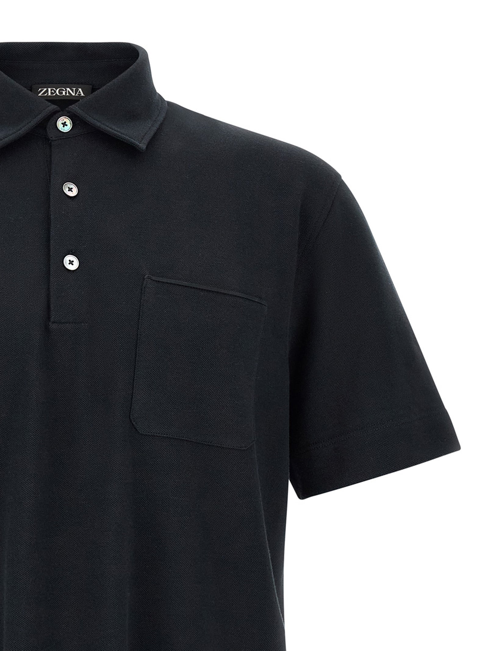 ZEGNA Blue Cotton Polo Shirt ZEGNA