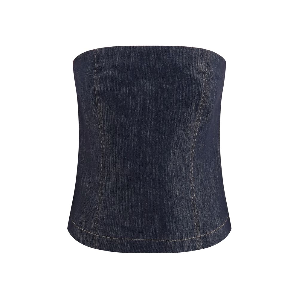 Brunello Cucinelli Blue Cotton Bodysuit Brunello Cucinelli