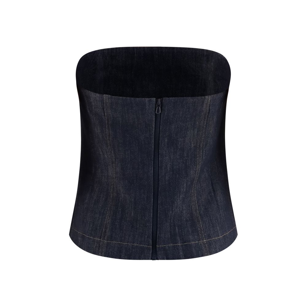 Brunello Cucinelli Blue Cotton Bodysuit Brunello Cucinelli