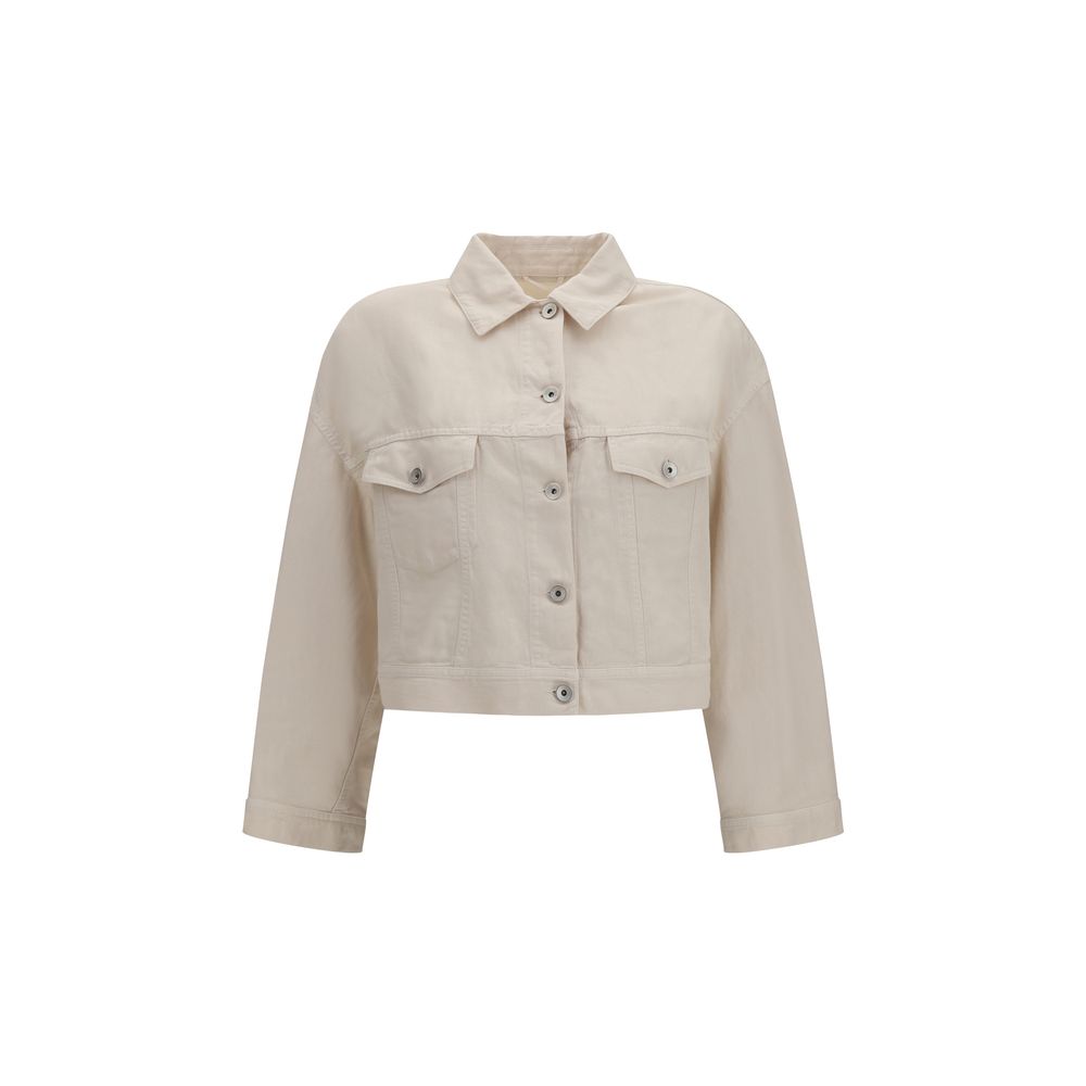 Brunello Cucinelli White Cotton Denim Jacket Brunello Cucinelli