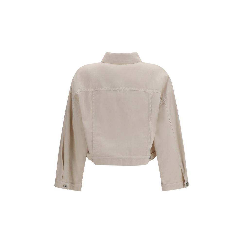 Brunello Cucinelli White Cotton Denim Jacket Brunello Cucinelli