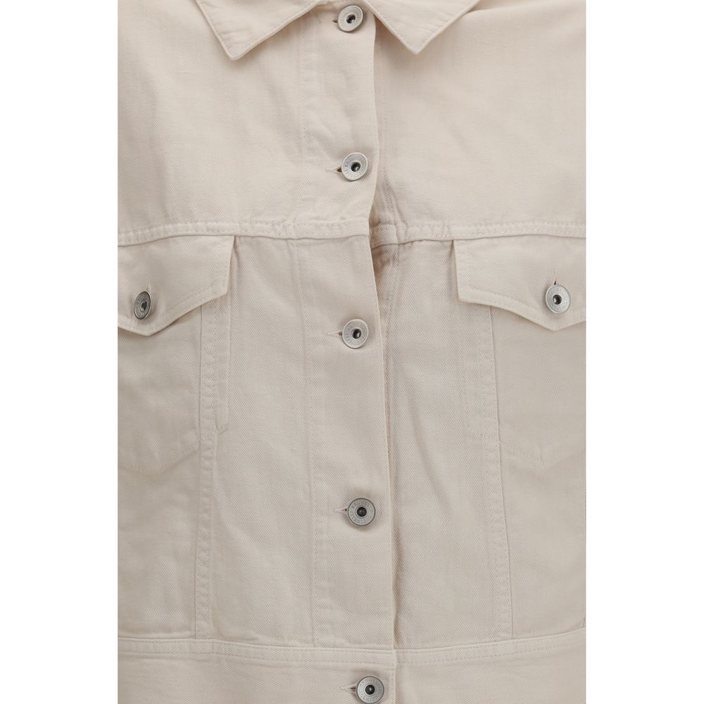 Brunello Cucinelli White Cotton Denim Jacket Brunello Cucinelli