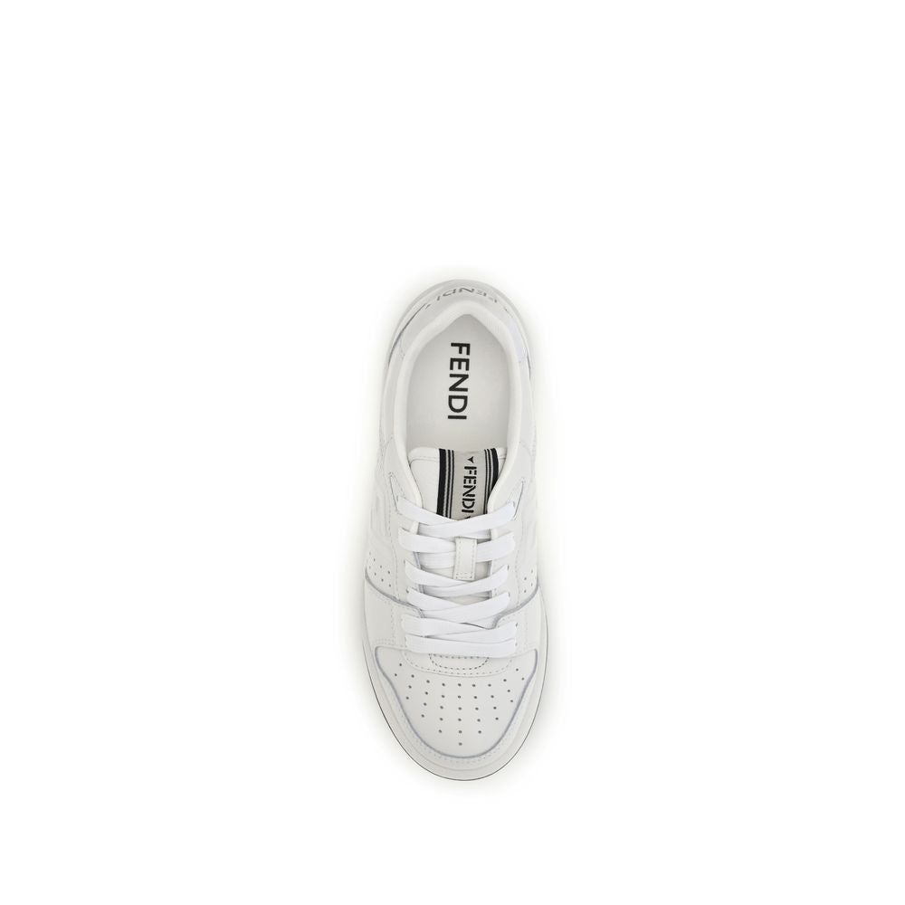 Fendi White Calf Leather Bos Taurus Athletic Sneakers Fendi