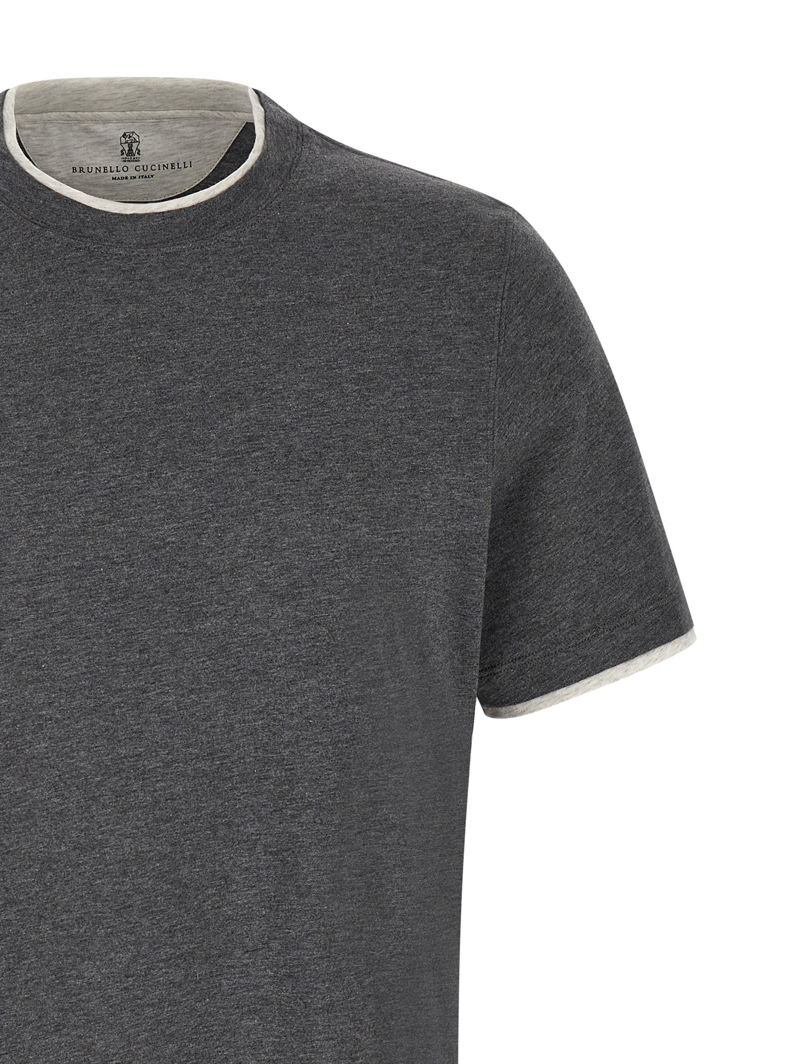 Brunello Cucinelli Gray Cotton T-Shirt Brunello Cucinelli
