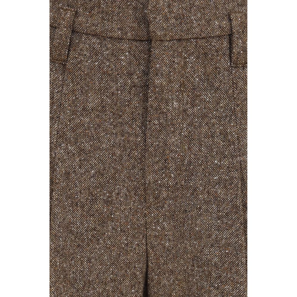 Brunello Cucinelli Brown Wool Oves Aries Casual Pants Brunello Cucinelli