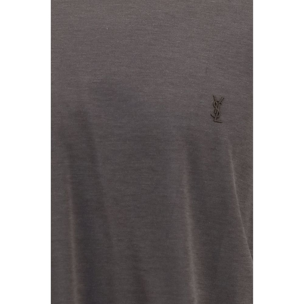 Saint Laurent Brown Silk T-Shirt Saint Laurent