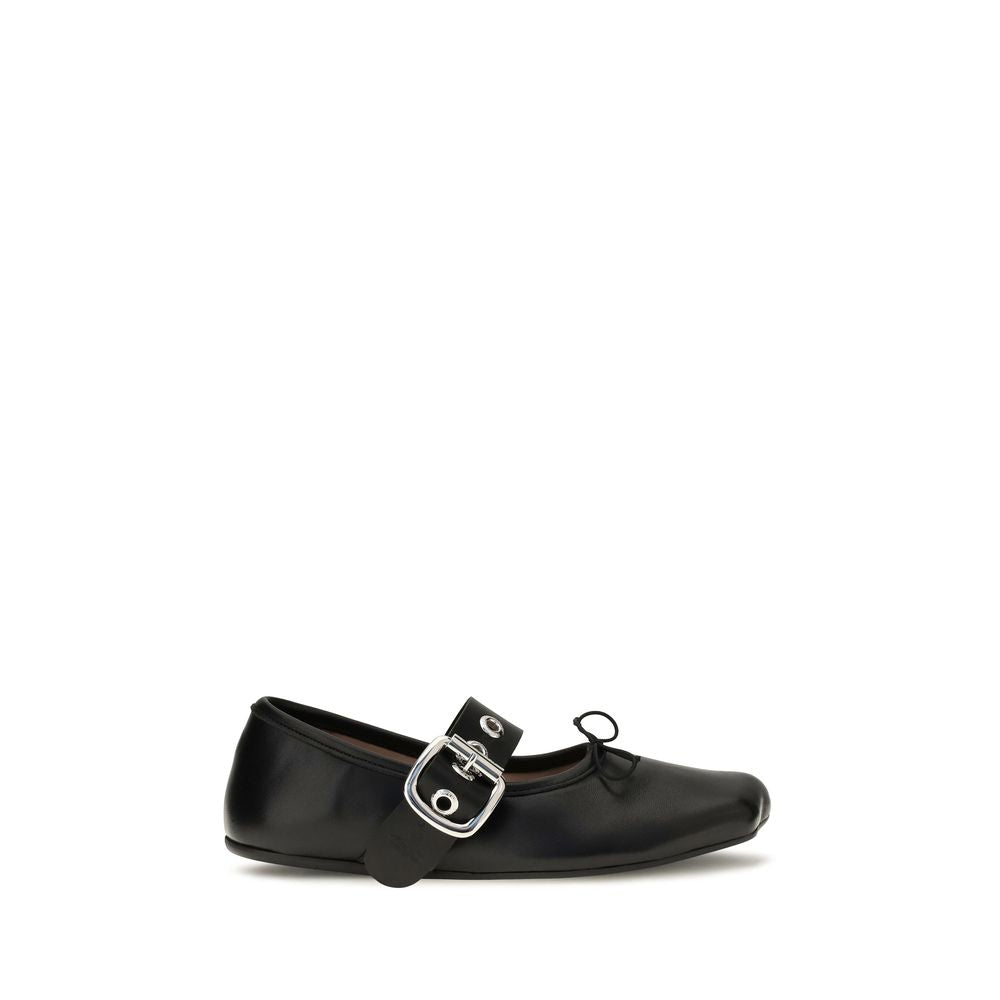Vivienne Westwood Black Calf Leather Bos Taurus Ballet Flats Vivienne Westwood