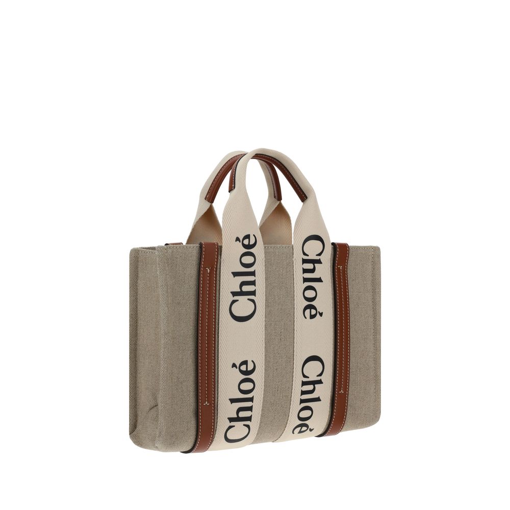 Chloé Brown Linen Handbag Chloé