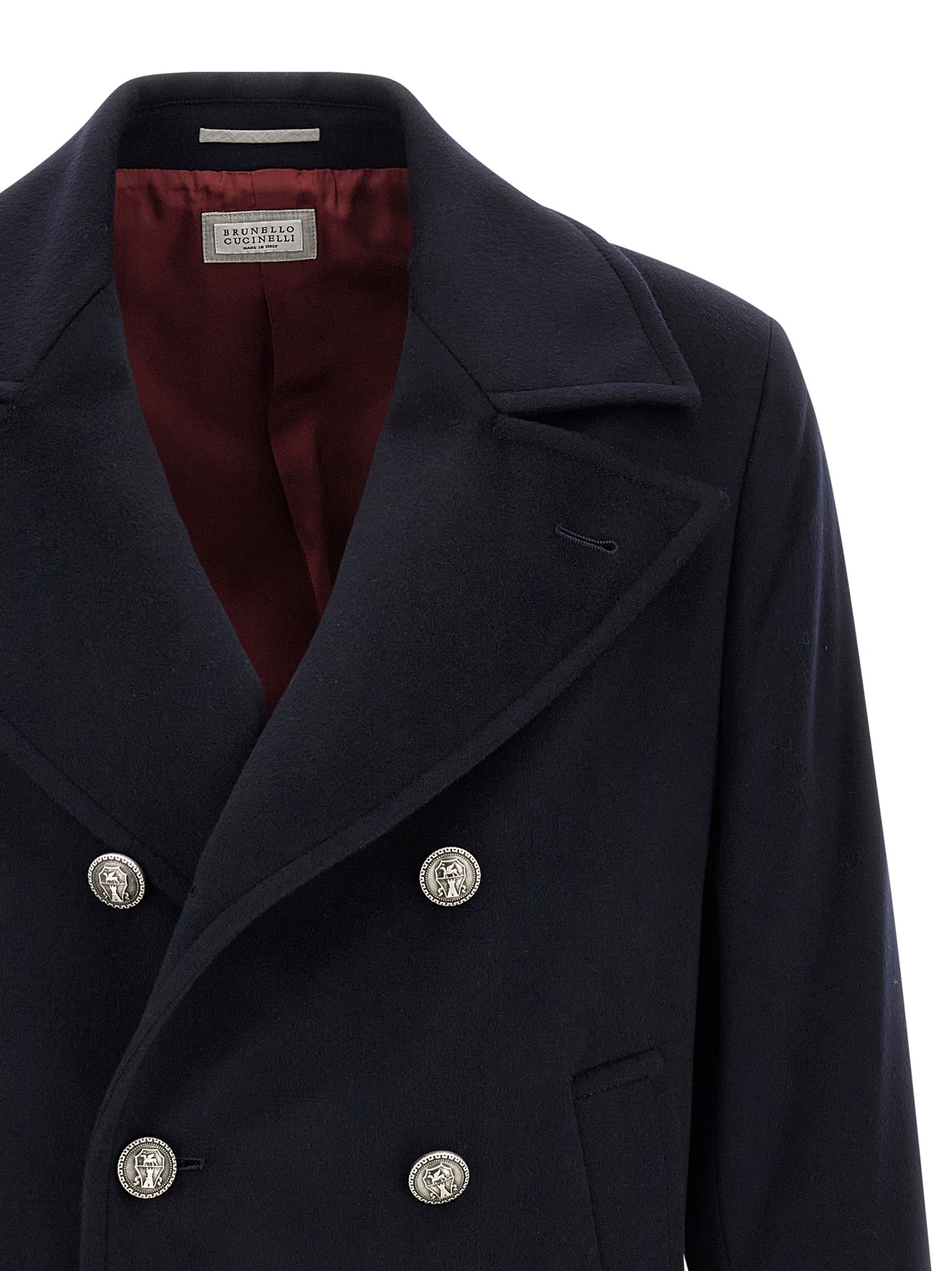 Brunello Cucinelli Blue Virgin Wool Coat Brunello Cucinelli