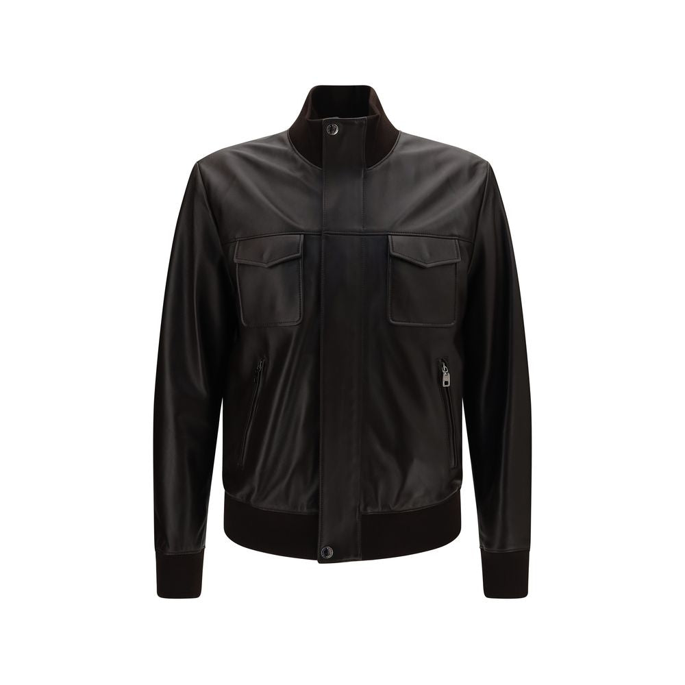 Dolce & Gabbana Brown Lamb Ovis Aries Aries Leather Jacket Dolce & Gabbana