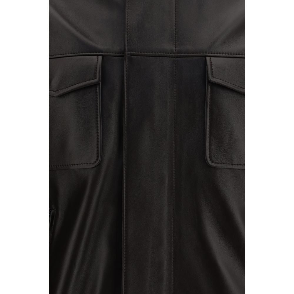 Dolce & Gabbana Brown Lamb Ovis Aries Aries Leather Jacket Dolce & Gabbana