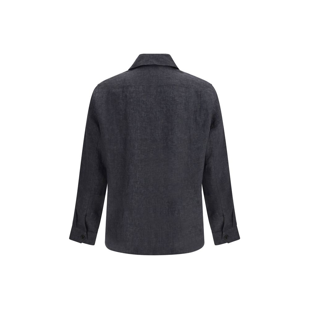 Brunello Cucinelli Gray Linen Dress Shirt Brunello Cucinelli