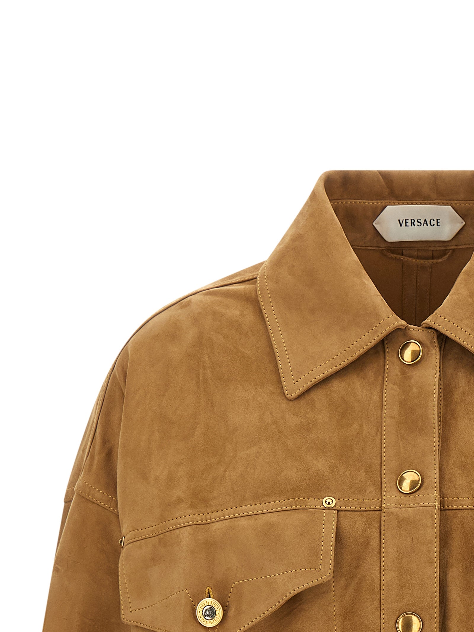 Versace Brown Lamb Leather Leather Jacket Versace