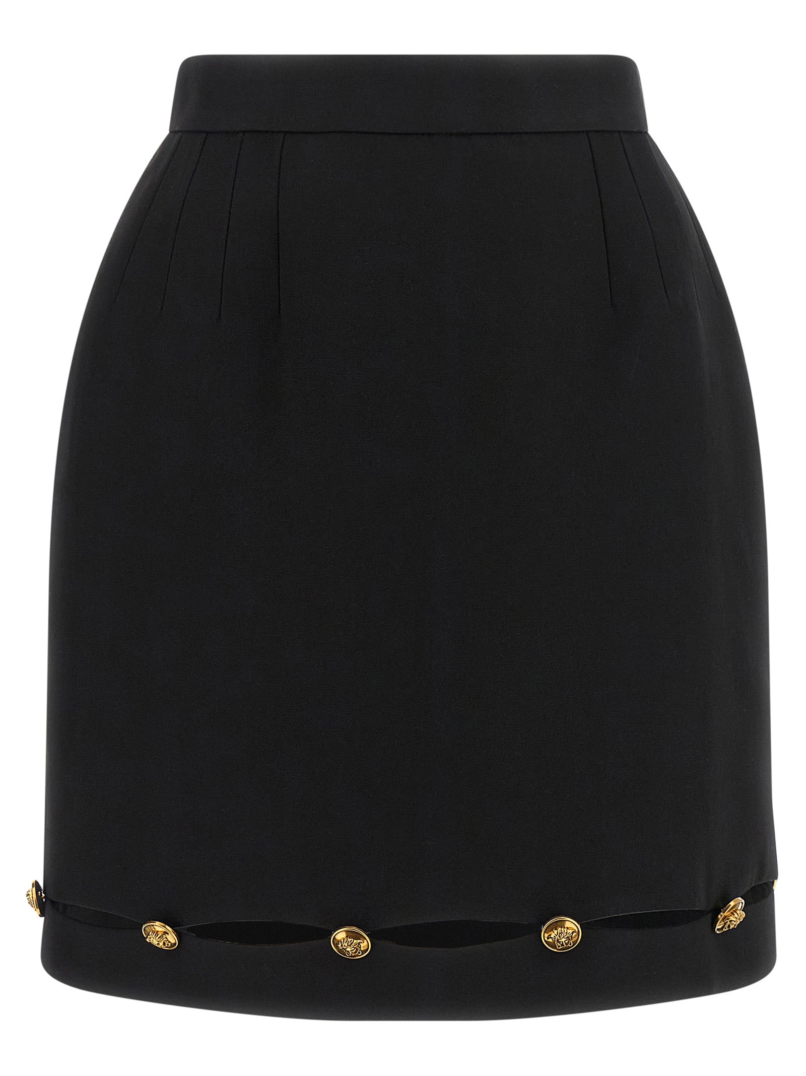 Versace Black Virgin Wool Long Skirt Versace