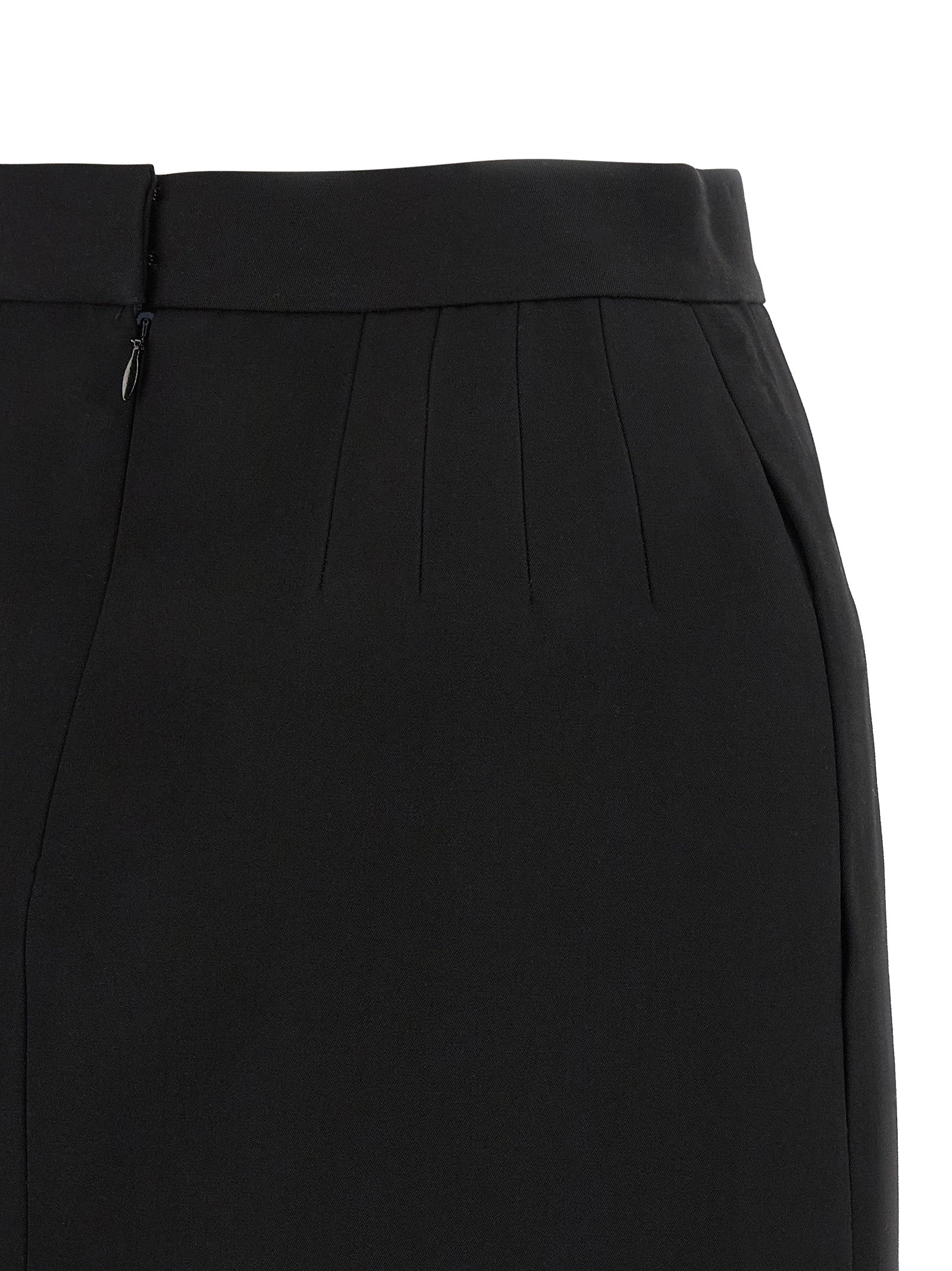 Versace Black Virgin Wool Long Skirt Versace