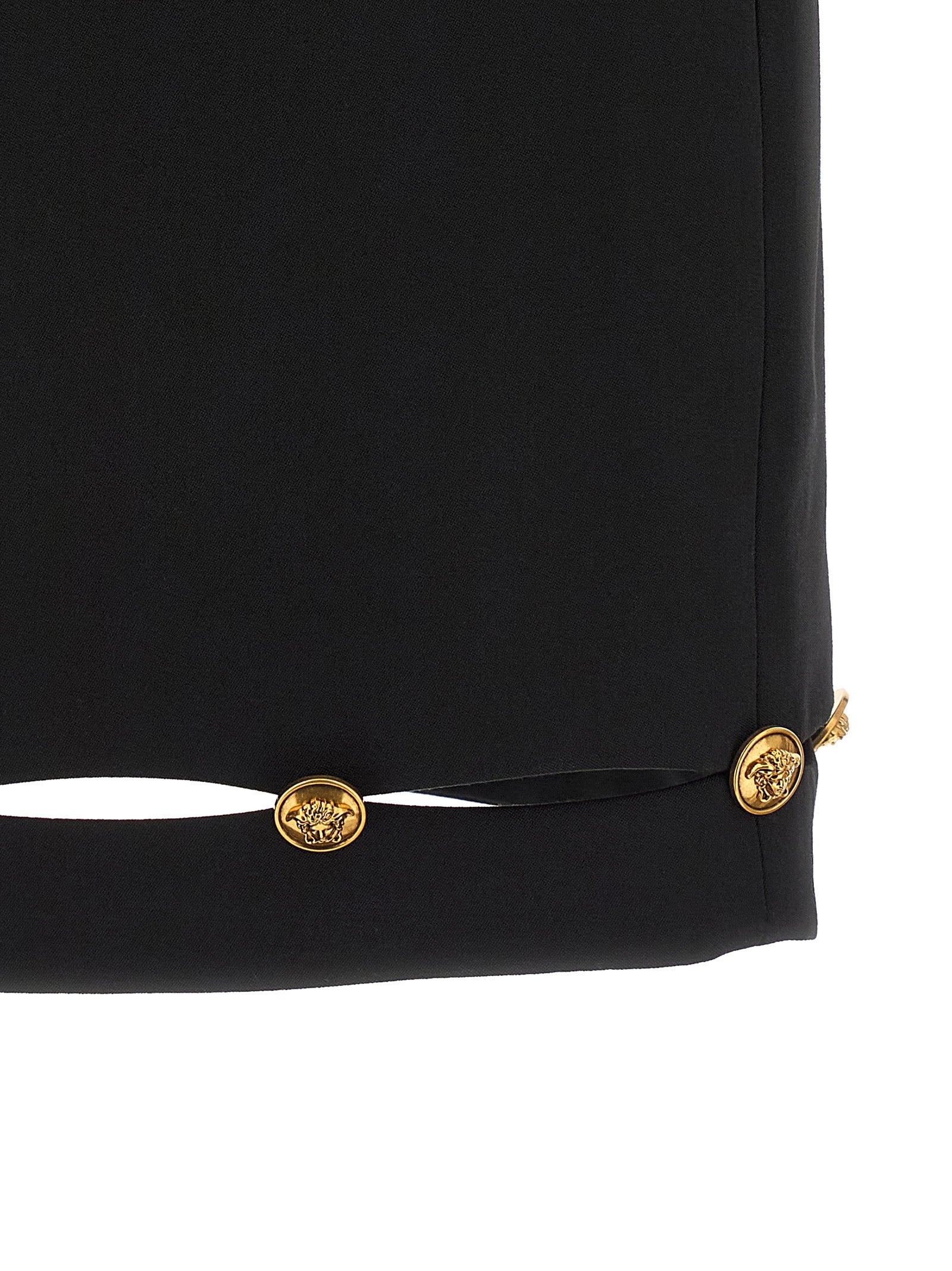 Versace Black Virgin Wool Long Skirt Versace