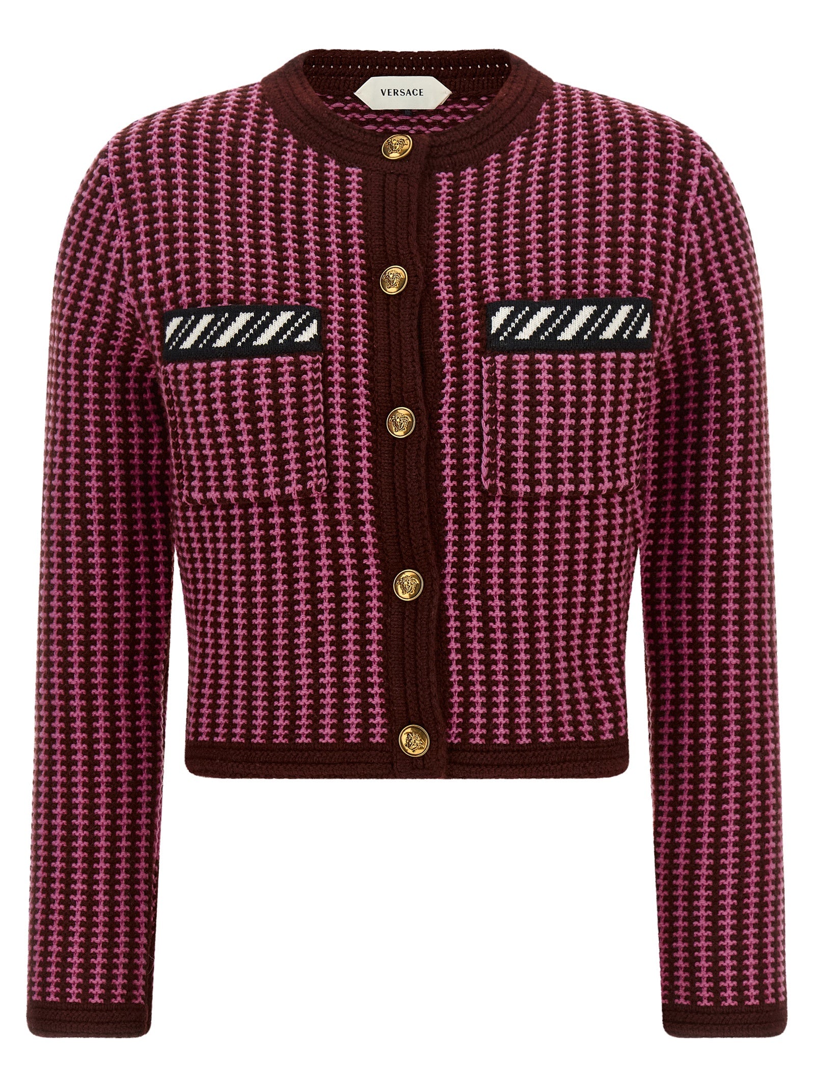 Versace Multicolor Virgin Wool Cardigan Versace