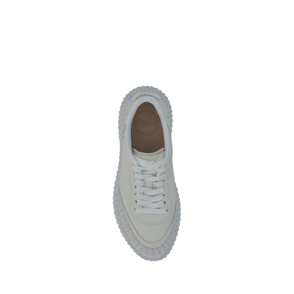 Chloé White Calf Leather Bos Taurus Platform Sneakers Chloé