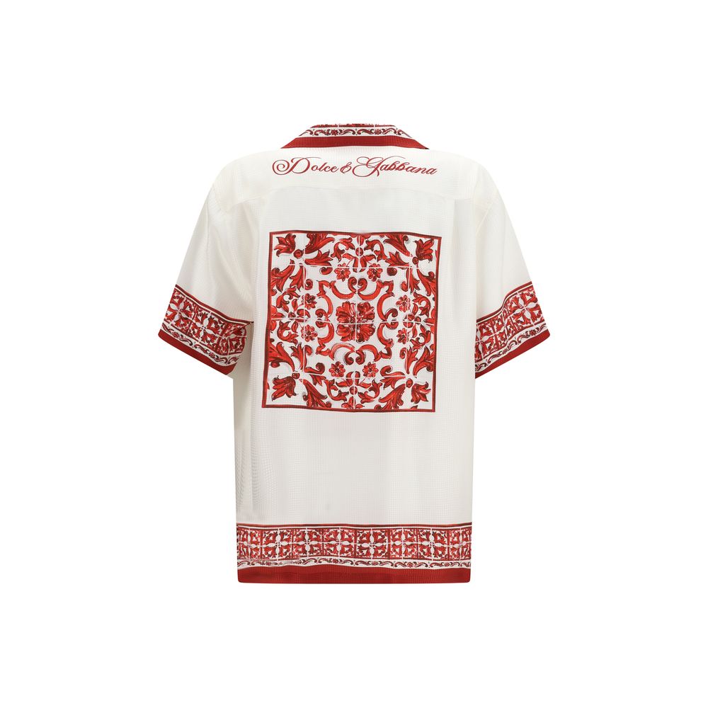 Dolce & Gabbana White Silk Pattern Shirt Dolce & Gabbana