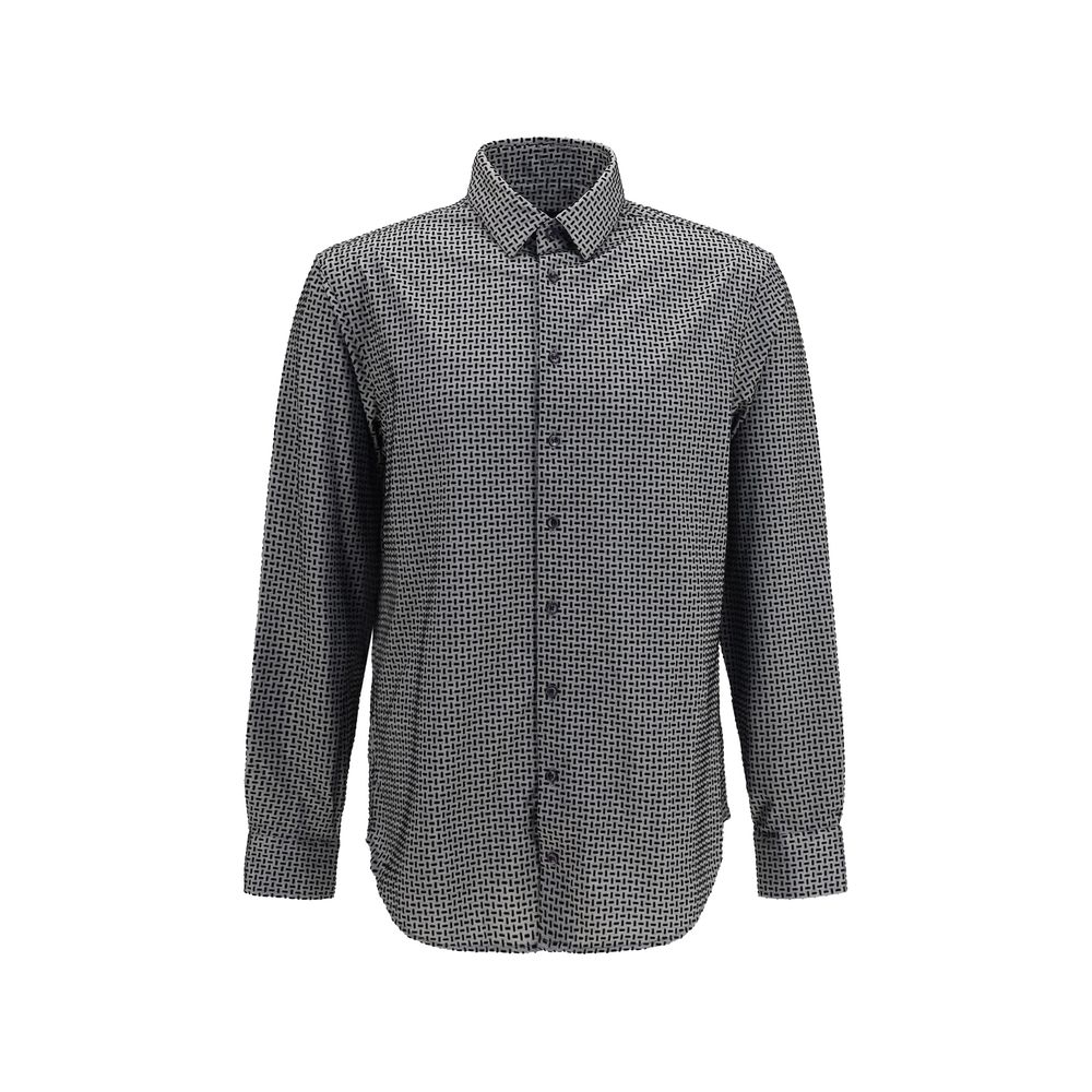 Giorgio Armani Gray Cotton Pattern Shirt Giorgio Armani