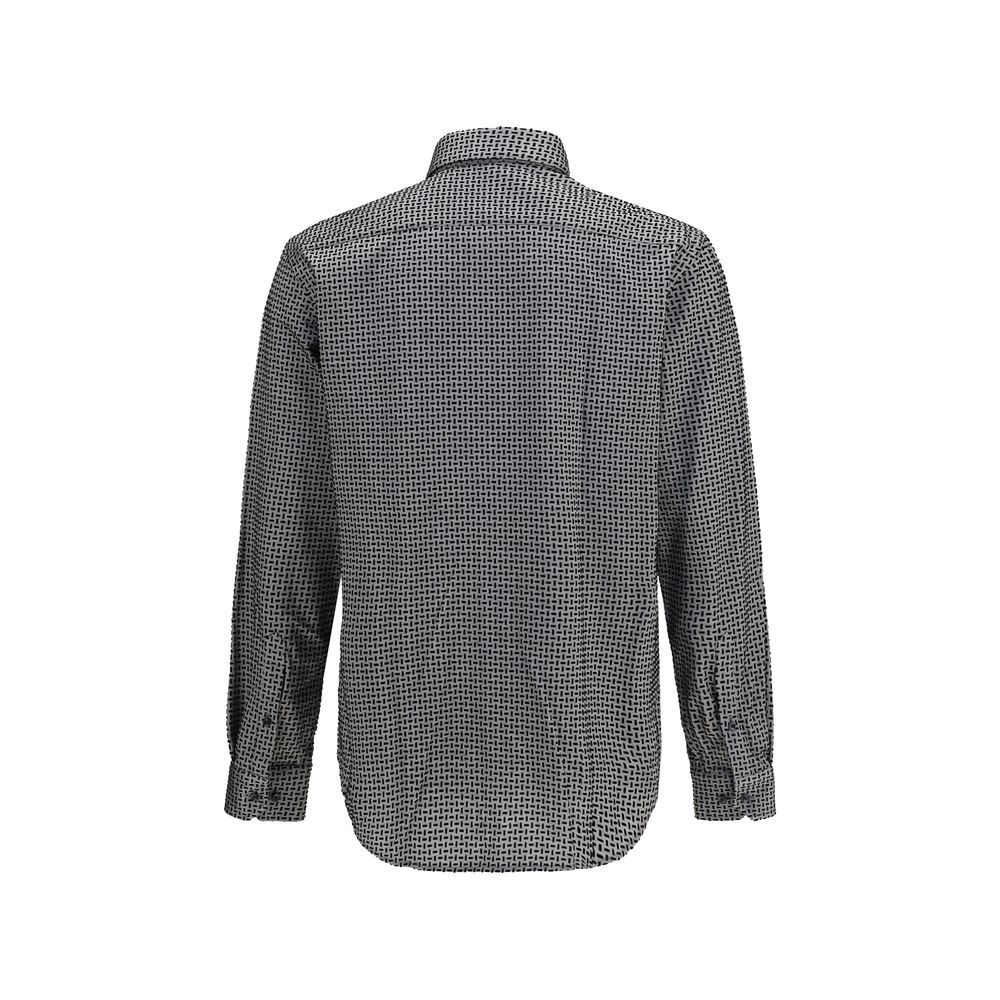 Giorgio Armani Gray Cotton Pattern Shirt Giorgio Armani