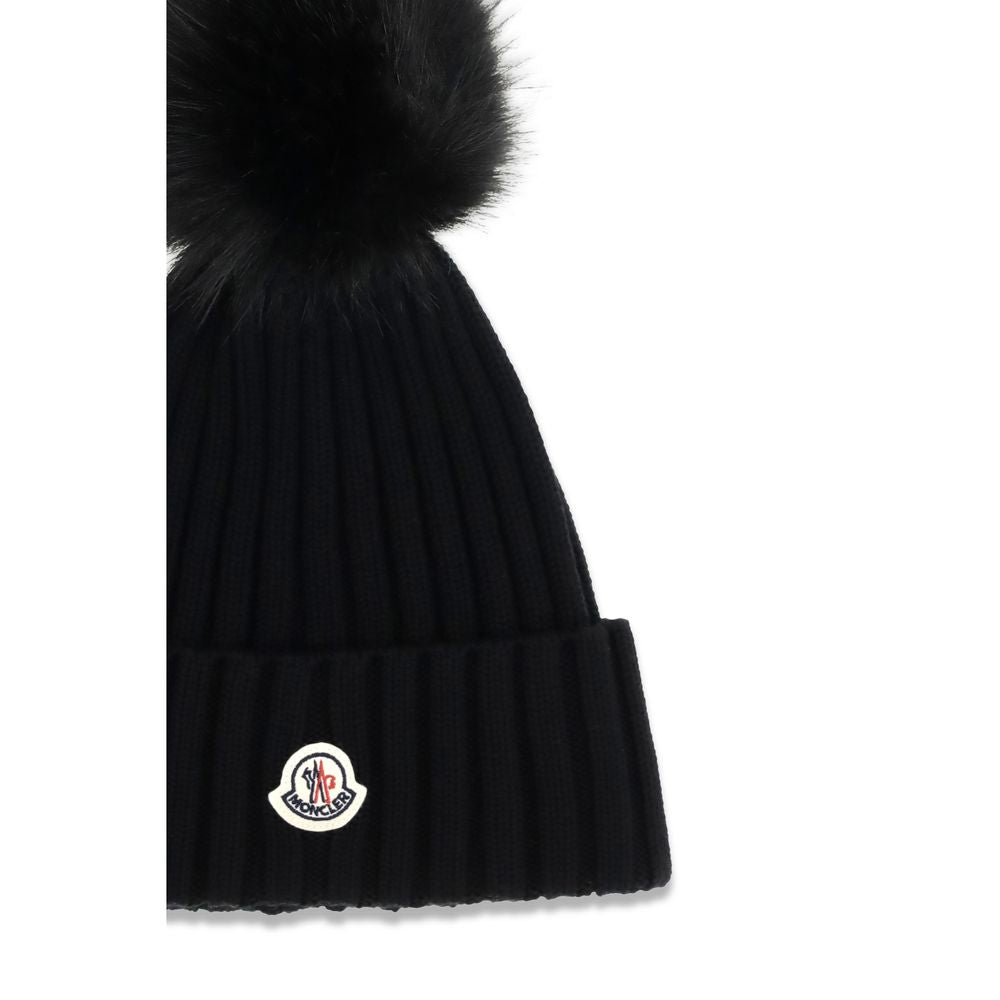 Moncler Black Wool Oves Aries Beanie Moncler